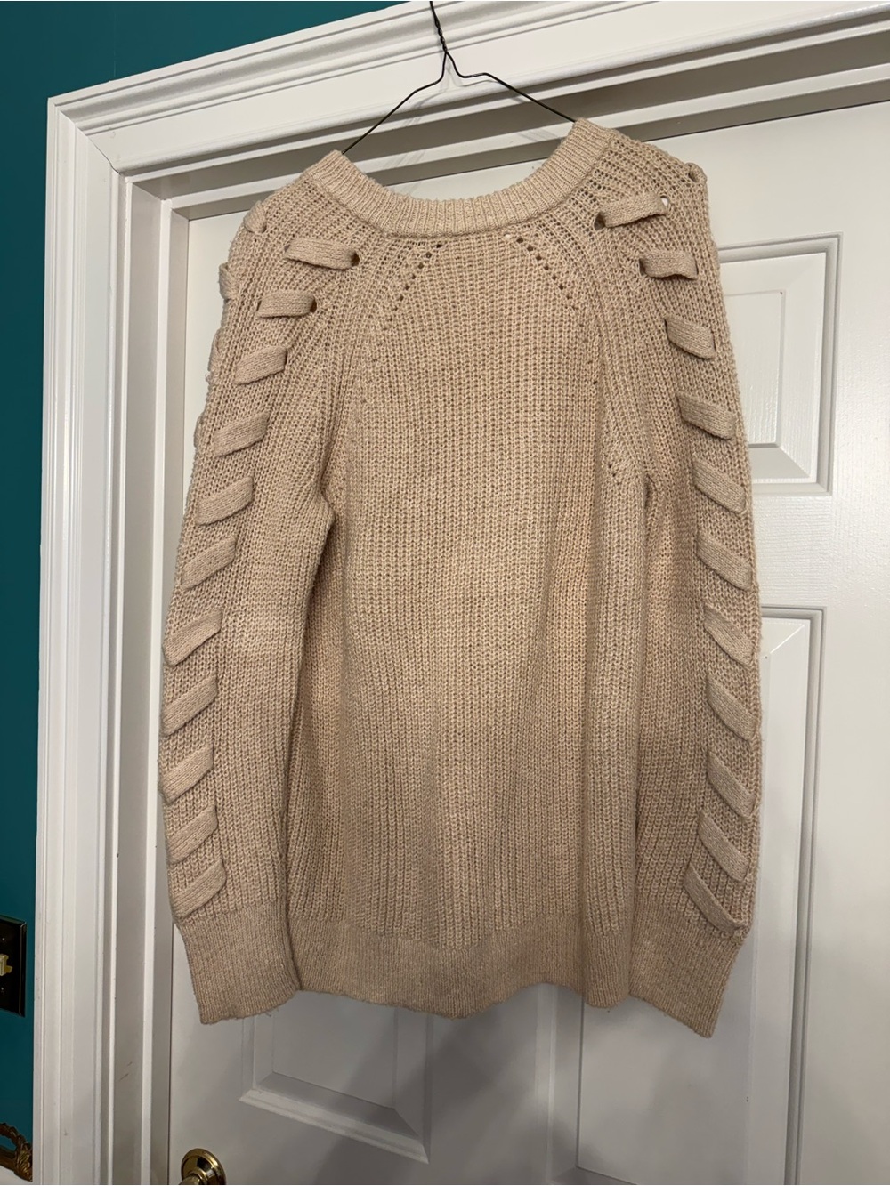 MICHAEL Michael Kors Cream Braided-Detail Crewneck Sweater
